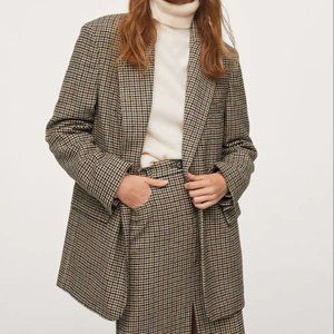 Mango Houndstooth Suit Blazer
